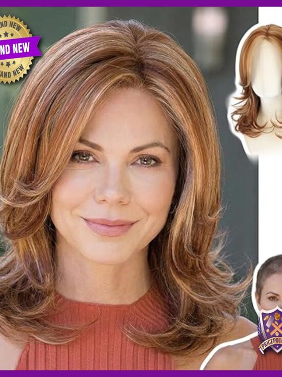 Medium Length Layered Synthetic Wig, Heat-Friendly Protein Fiber, Glueless main image 5